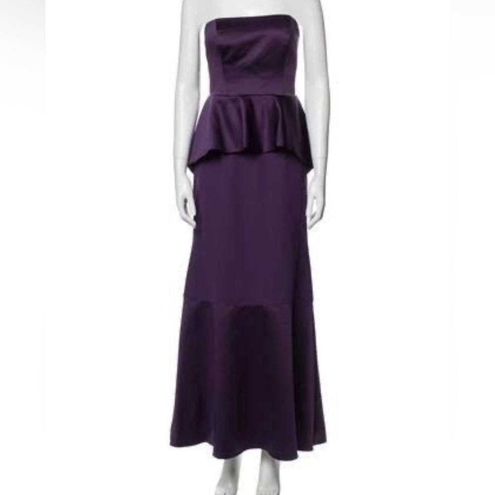 Vera Wang White Trumpet Royal Purple Floor Length Strapless Gown 2